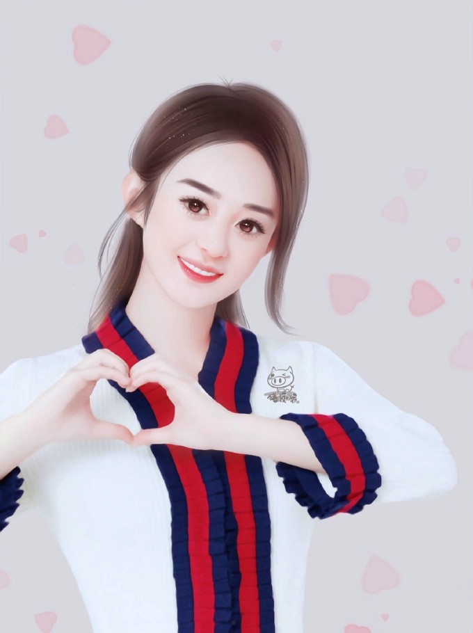 赵丽颖的二次元形象可爱清新 圆脸太无敌