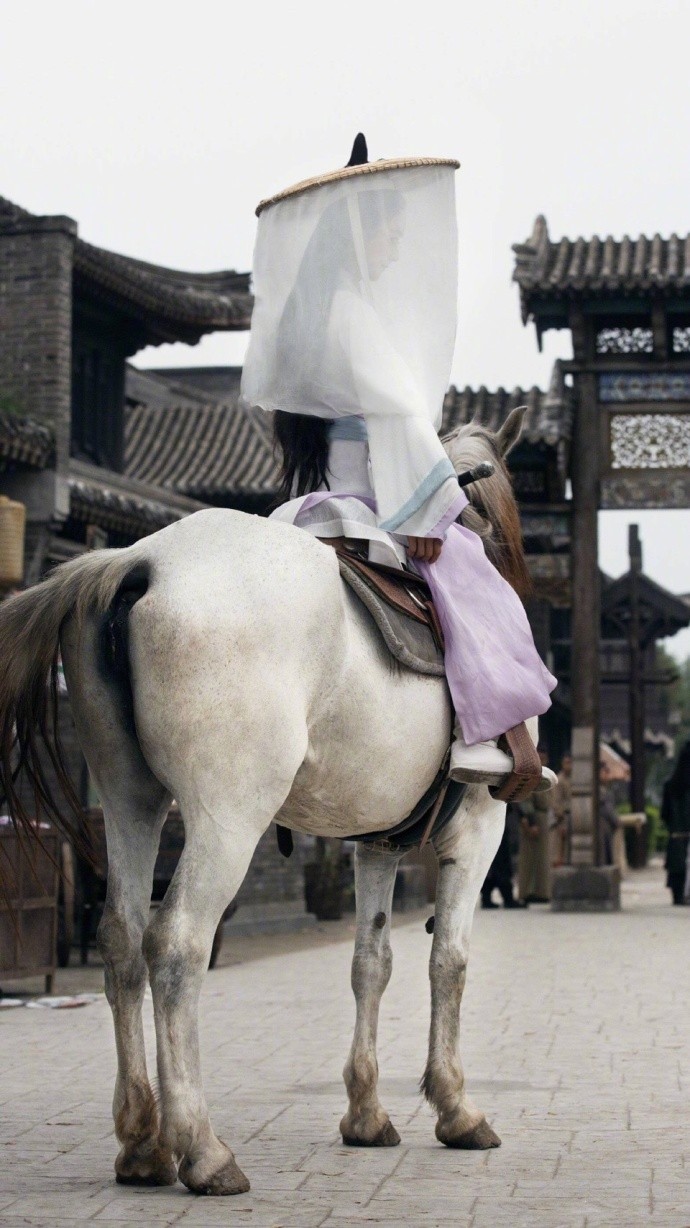 赵丽颖一组古装造型美照,白色衣衫,长发飘飘的太美了