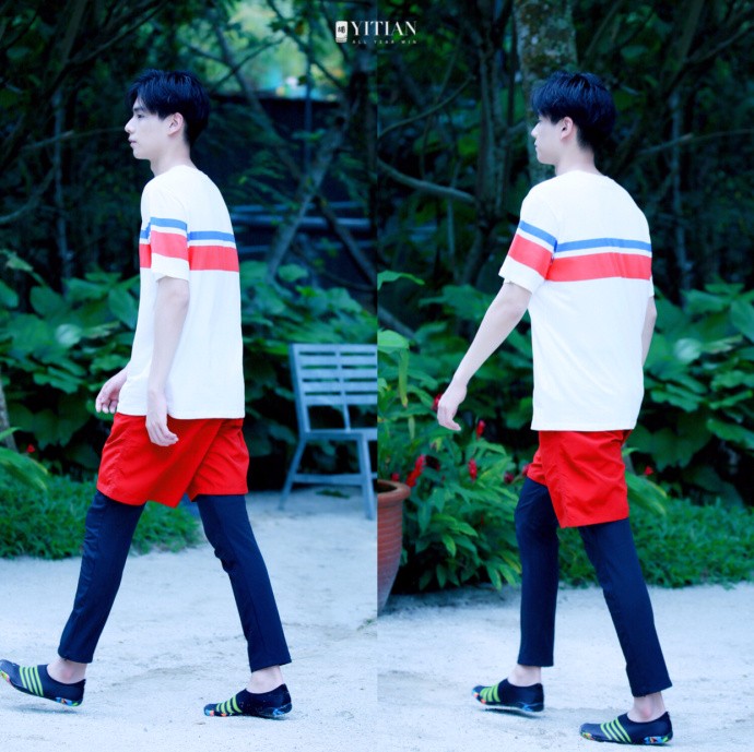 胡一天休闲装录制节目皮肤白皙网友穿的到底是鞋还是袜子