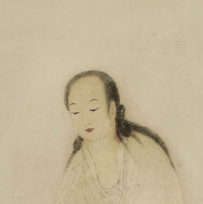 丁观鹏 《观音图》纸本设色,33.1x97.29cm,高清大图.