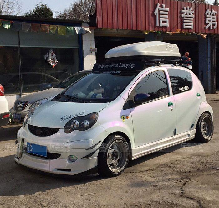 比亚迪f0改装案例 全车手工变色龙车漆