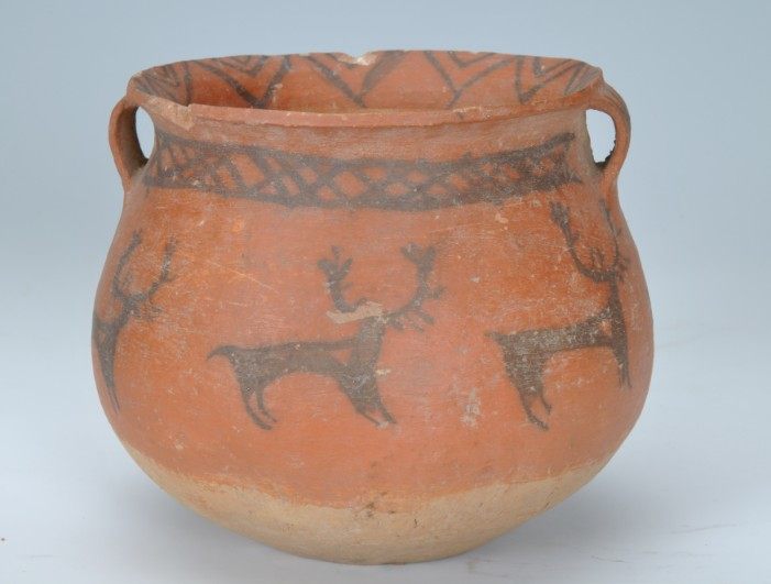 舞蹈纹彩陶盆.青海同德宗日遗址出土.