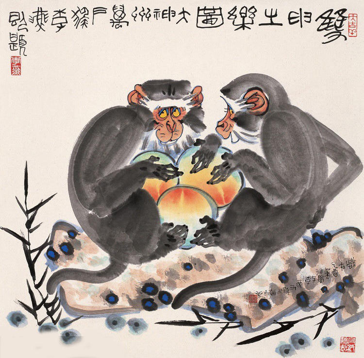 泼灵俏皮精怪神气李燕画猴作品