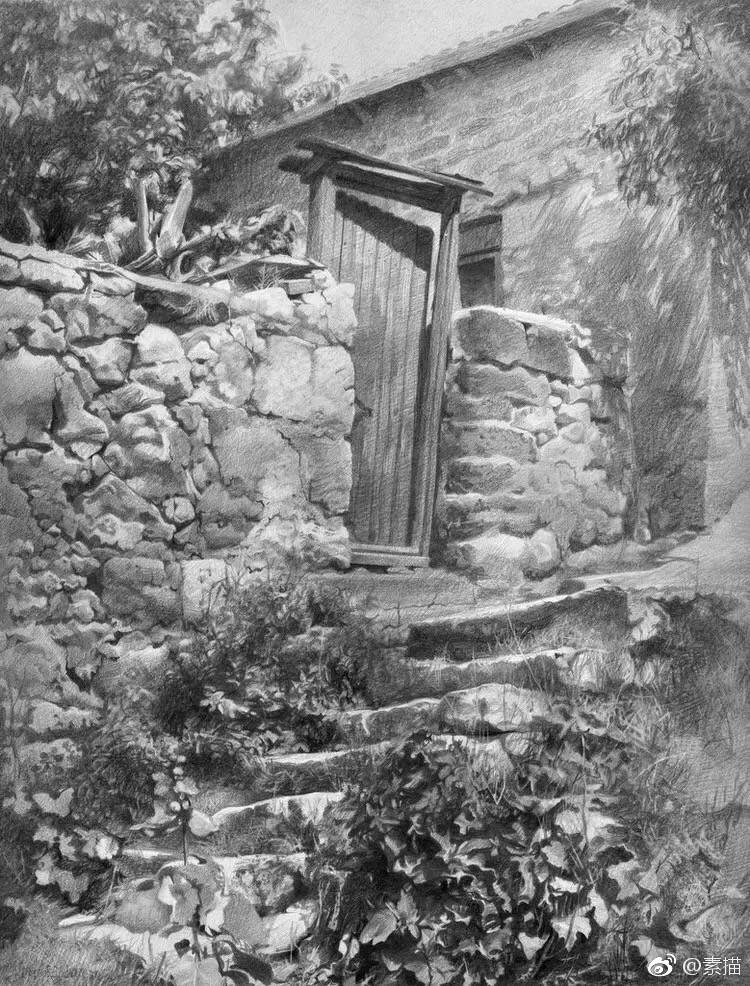 分享一组写实的风景素描作品