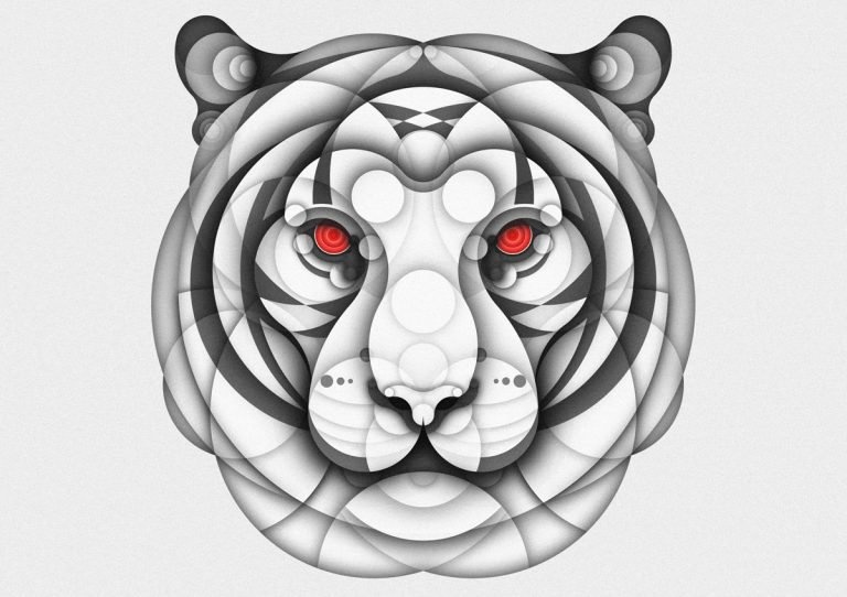 有几何图形构成的动物头像插画 | bruno silva