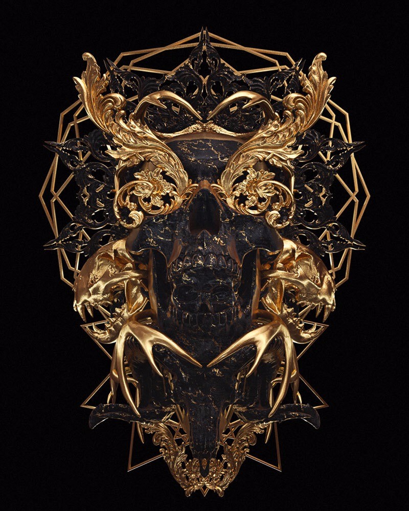 一组佛系低调又华丽的黑金配色.