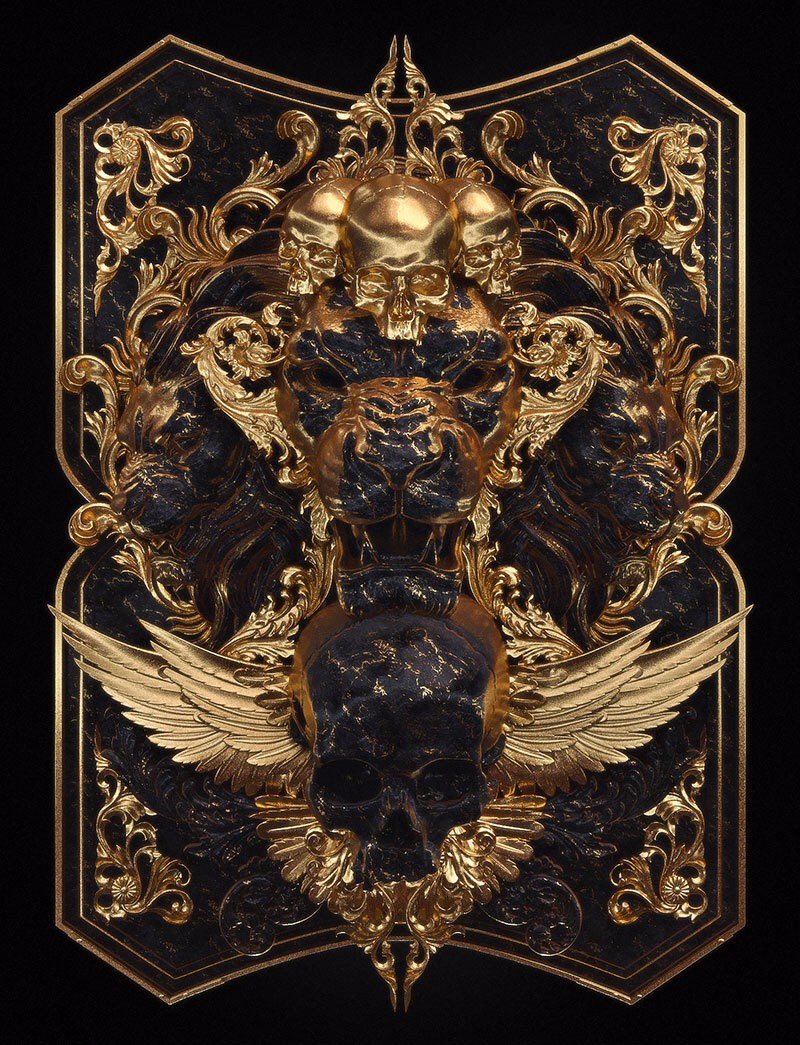 一组佛系低调又华丽的黑金配色.