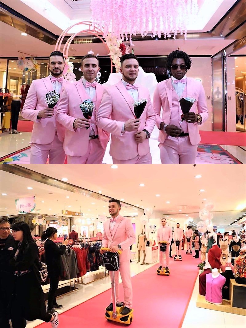 粉红少女心甜蜜登陆南坪商都,帅气男模带你畅享春日