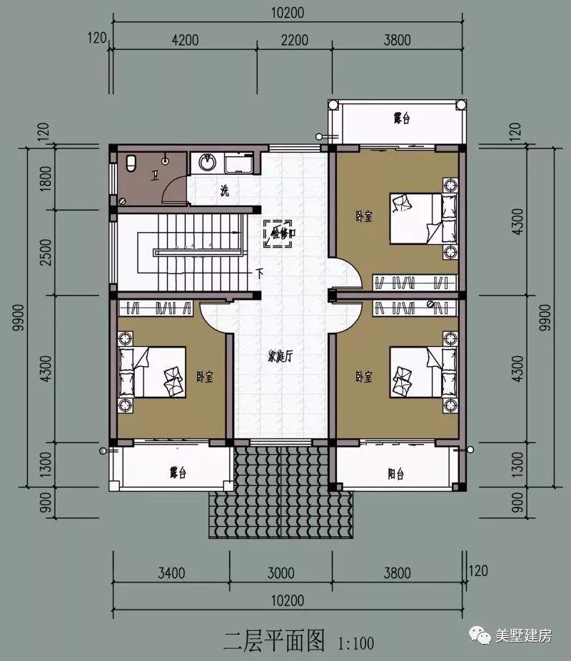 超有设计感的四室两厅别墅户型, 目前农村家庭建房的最佳选择!