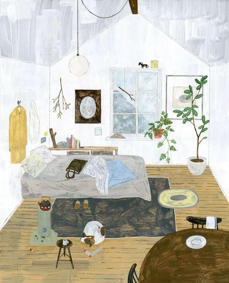 超美高级灰插画向往这种简单的生活