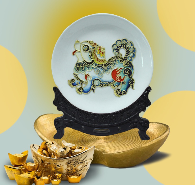 宁波春节特色礼品—泥金彩漆"金狗旺旺"