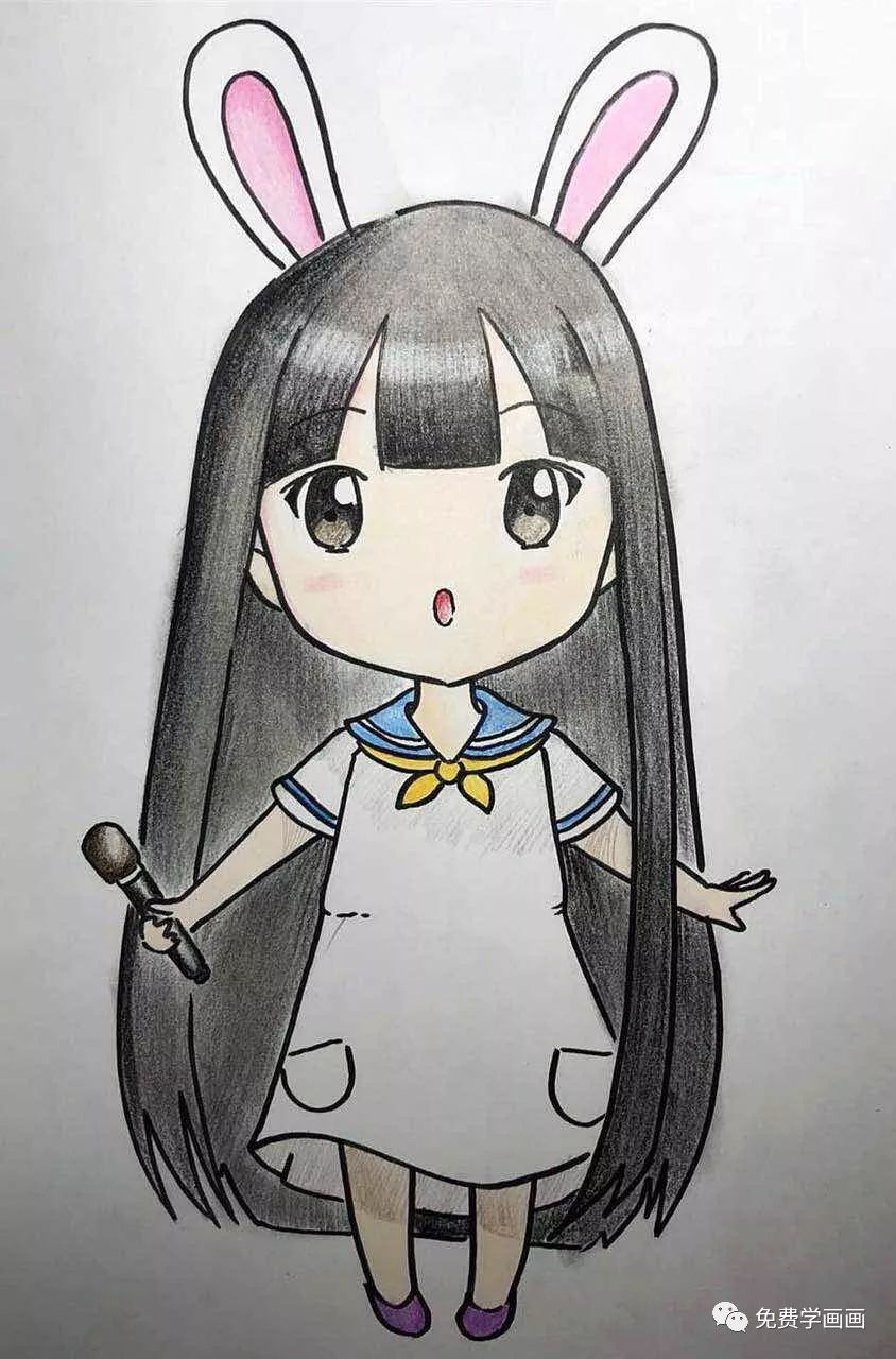 一步一步免费教你画兔儿姑娘