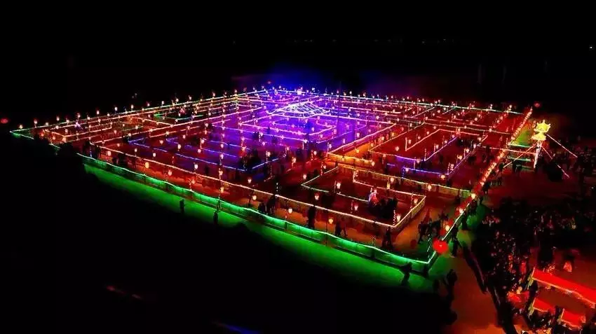 观景黄河 品味山西丨九曲黄河灯阵