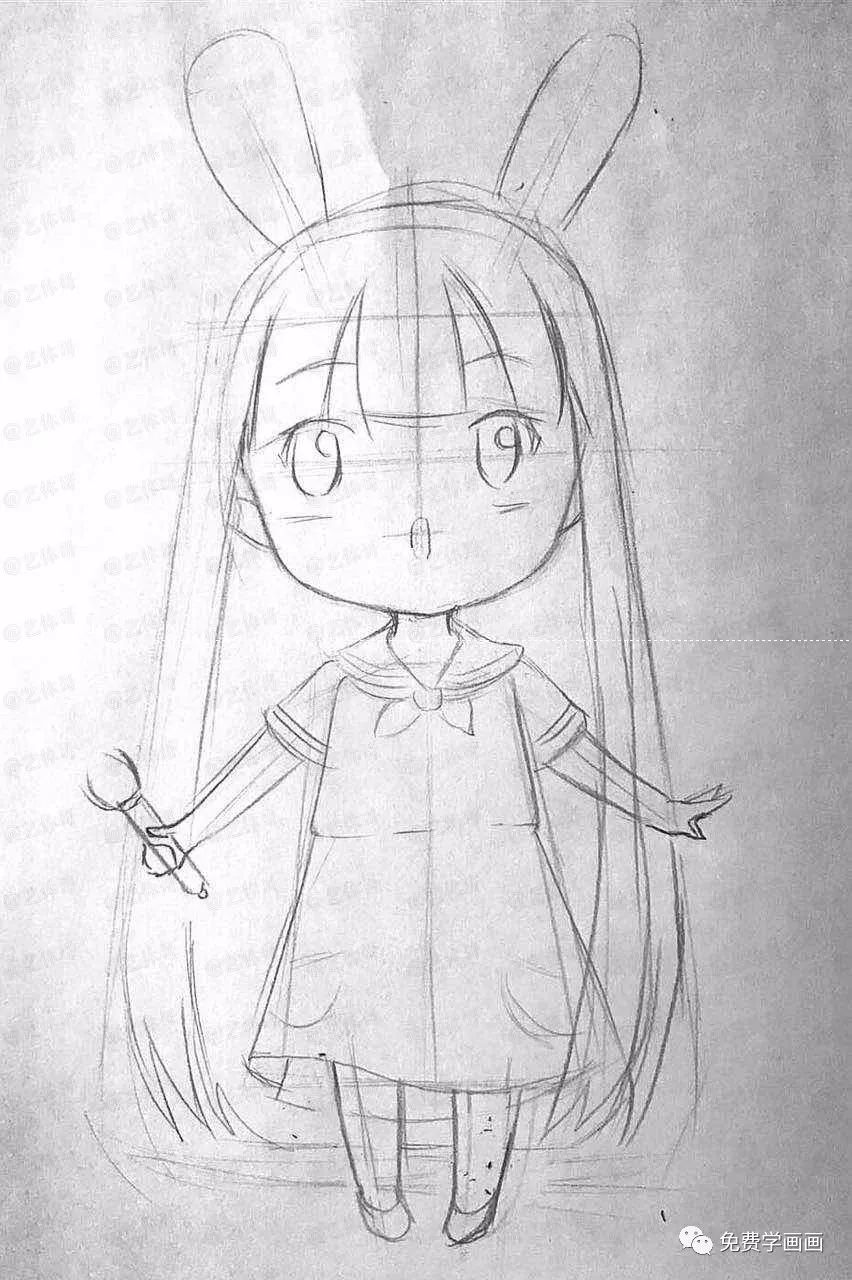 一步一步免费教你画兔儿姑娘