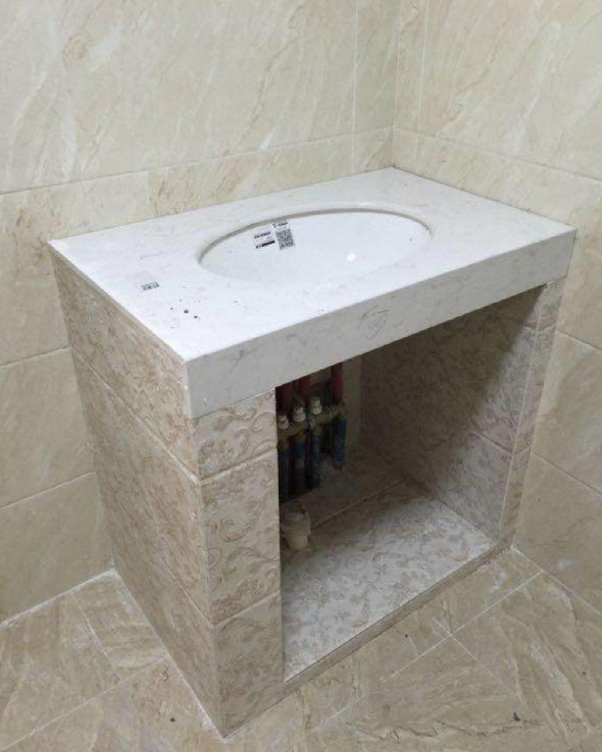 我家用砖砌的洗手台太实用了, 邻居看后都称赞!