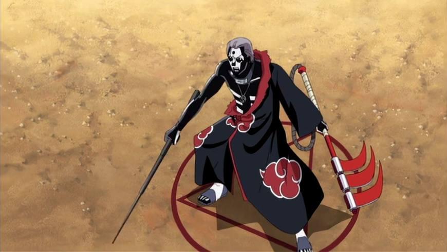 飞段是一位忠实教徒,信奉邪神让他获得了不死之身,咒术·死司凭血可以