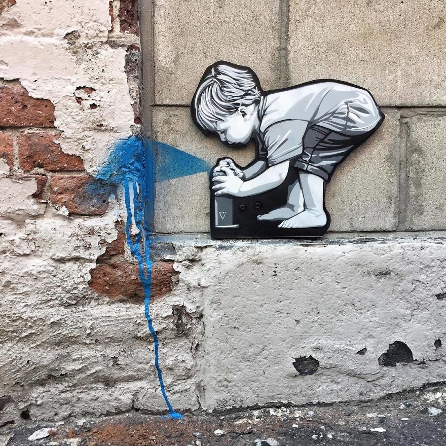 新泽西州街头艺术家joe iurato制作的木头小人