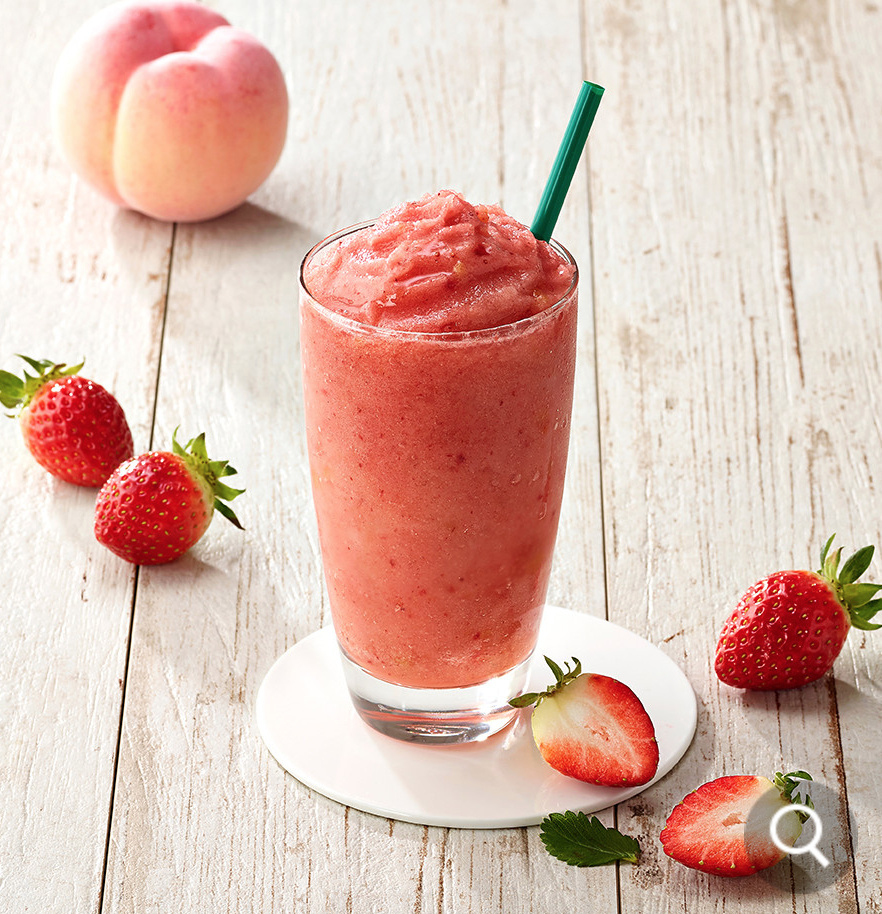 韩国星巴克推出新品"草莓桃子星冰乐"