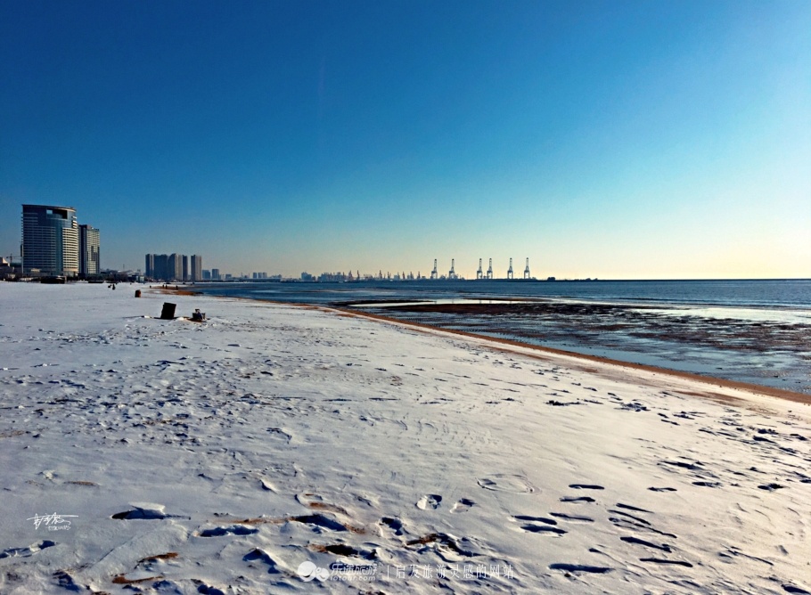惊蛰后的一场大雪,海边变成了"银滩"