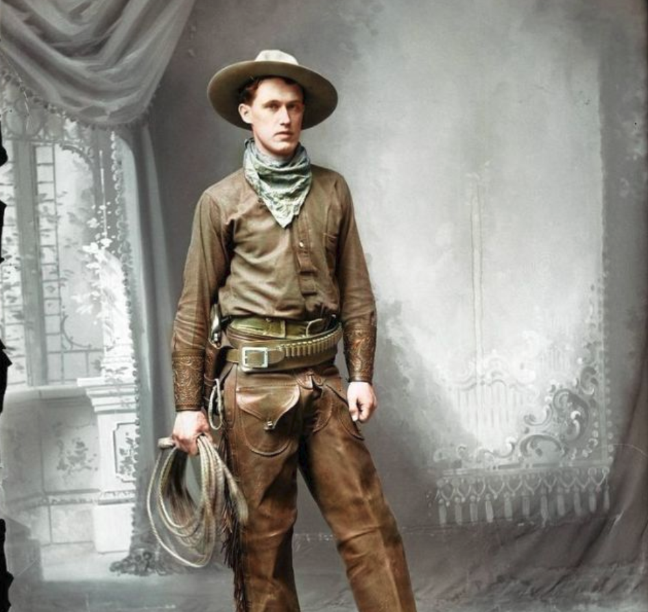 老西部的颜色牛仔的上色照片1860年1910年