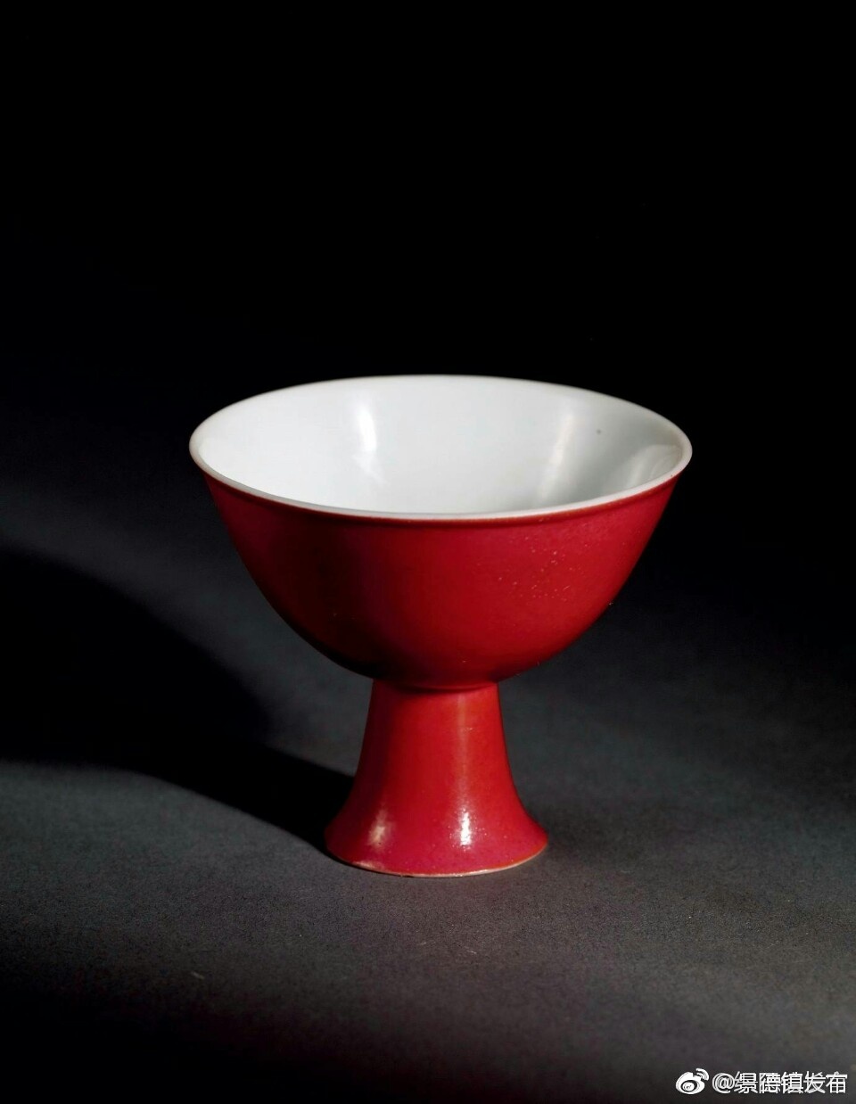 丨雍正御制胭脂红釉高足杯,柏轩书斋旧藏