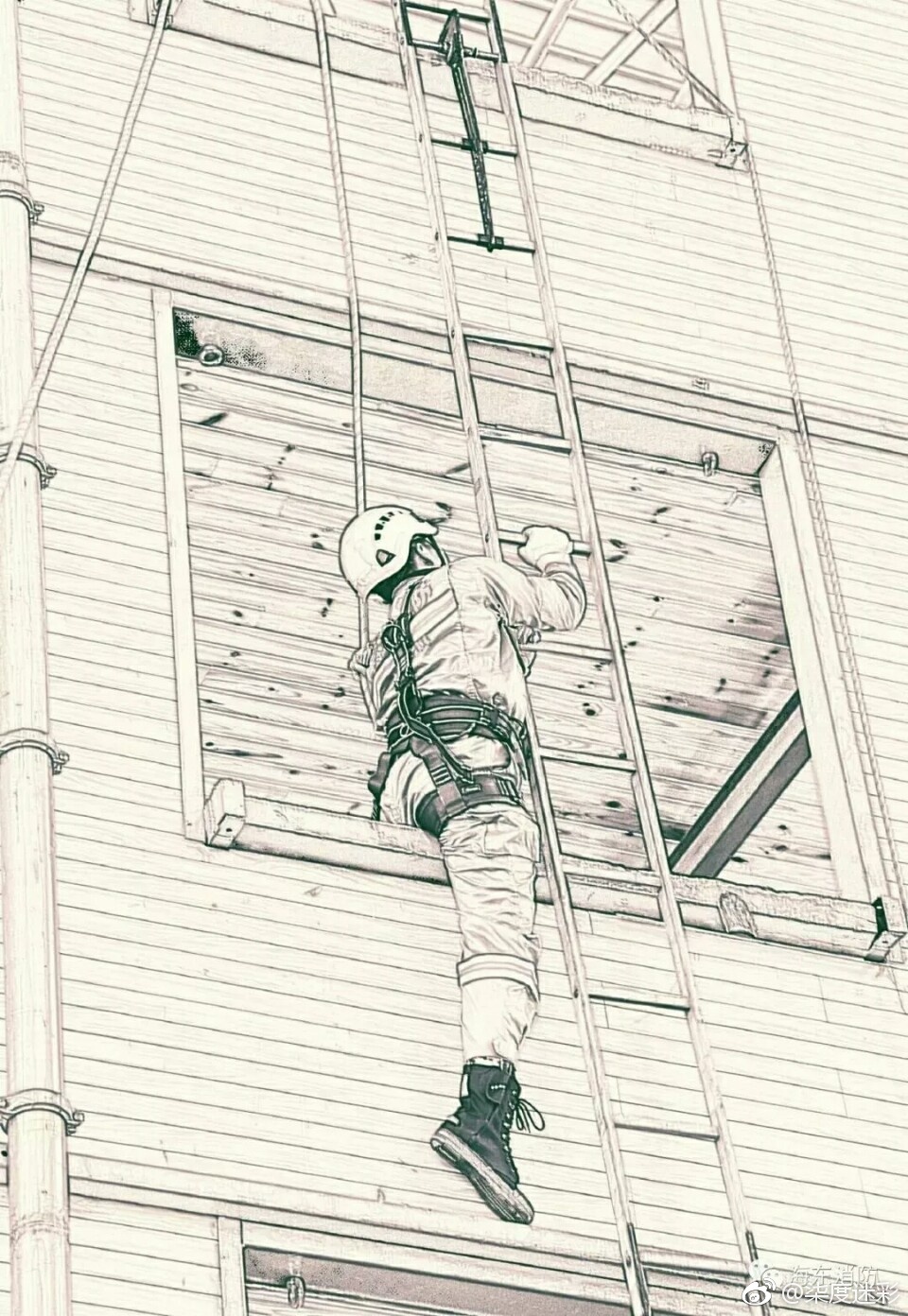 风采当消防员矫健的身影与素描相遇怎一个燃字了得
