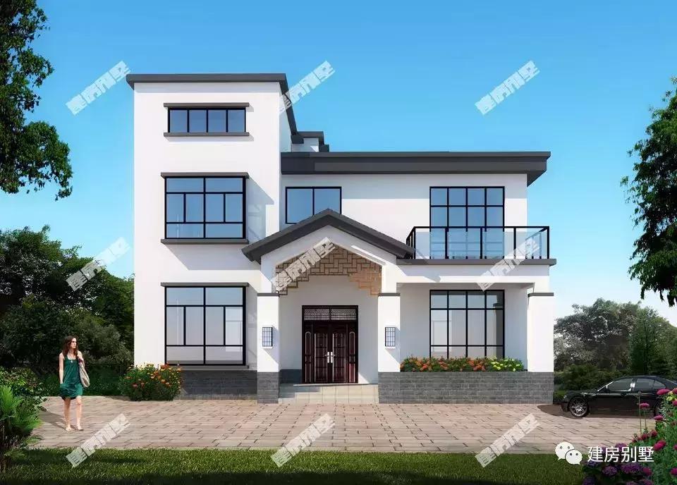 中式中透露着现代感的三层别墅, 平屋顶打造成空中花园岂不很赞?