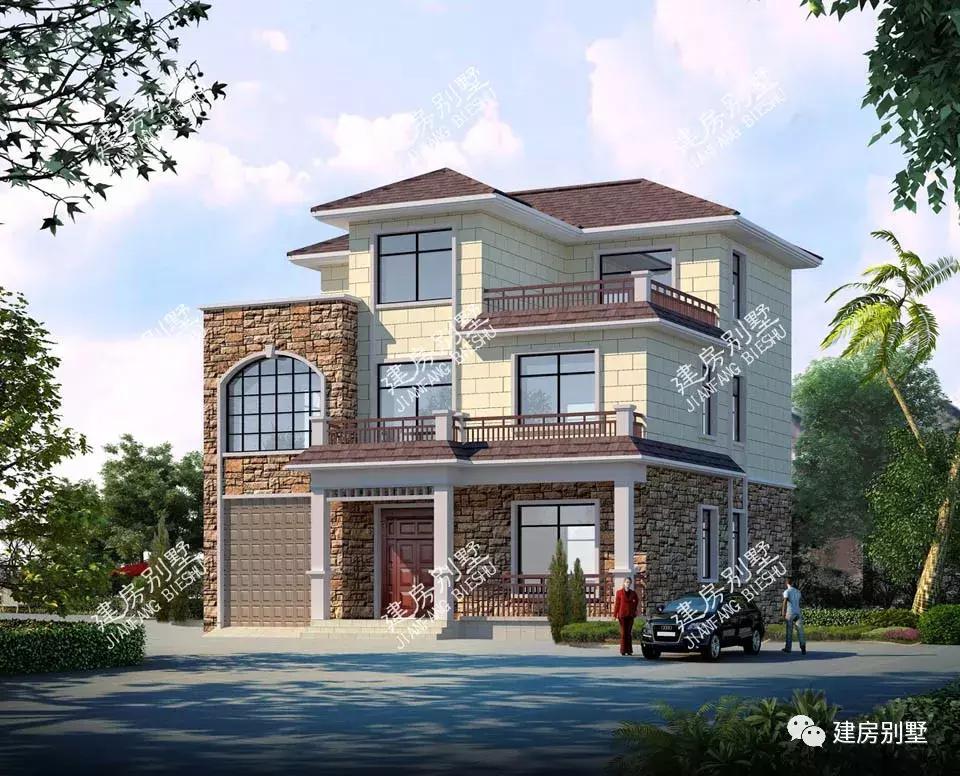 带车库双露台设计的三层别墅, 后悔建房前怎么没看过这户型