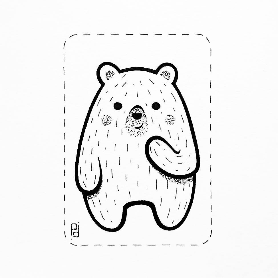 可爱的黑白简笔小插画