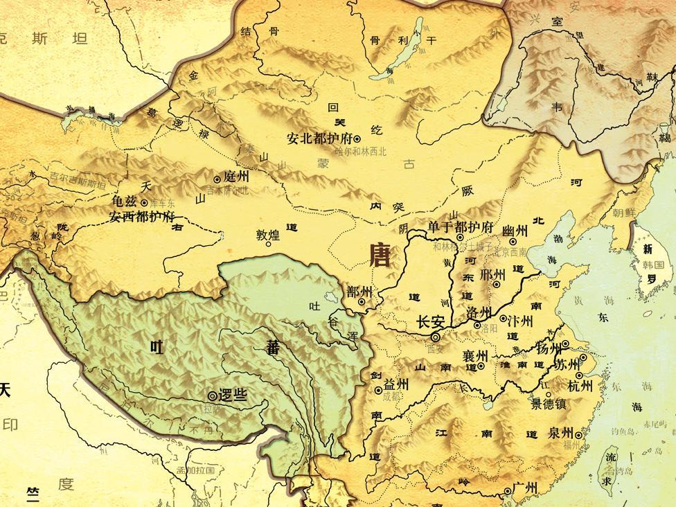 唐朝时期的地图照片图片