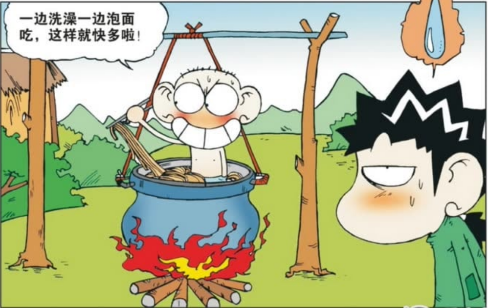 爆笑校园:汗!呆头为了省时间,竟然一边洗澡一边做这个?
