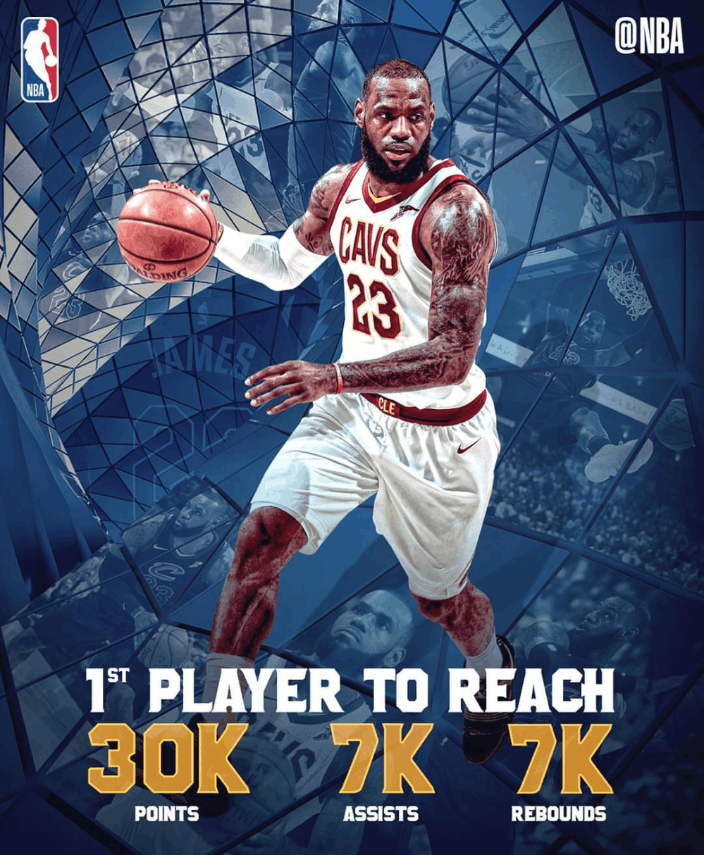 终到三万分程碑, 媒体海报尽显霸气, 詹皇却唯独晒起了这张照片!