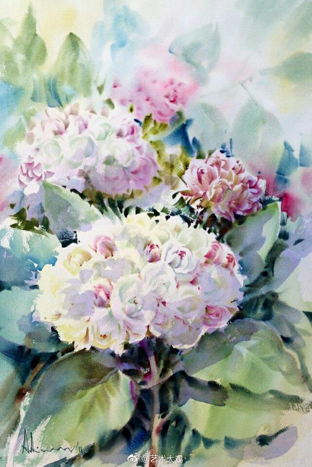 泰国画家adisorn pornsirikarn花卉水彩画