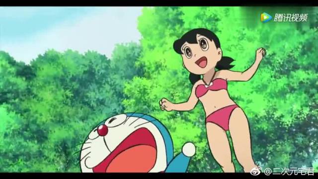 哆啦a梦:大雄为何能娶静香,看看游泳时静香看他的眼神就知道了!