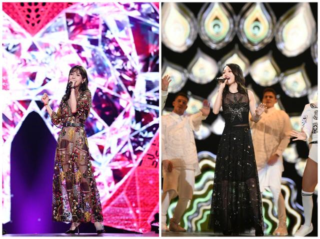 张韶涵跟杨颖太有默契了,既清新白裙之后又同穿薄纱裙,简直美翻