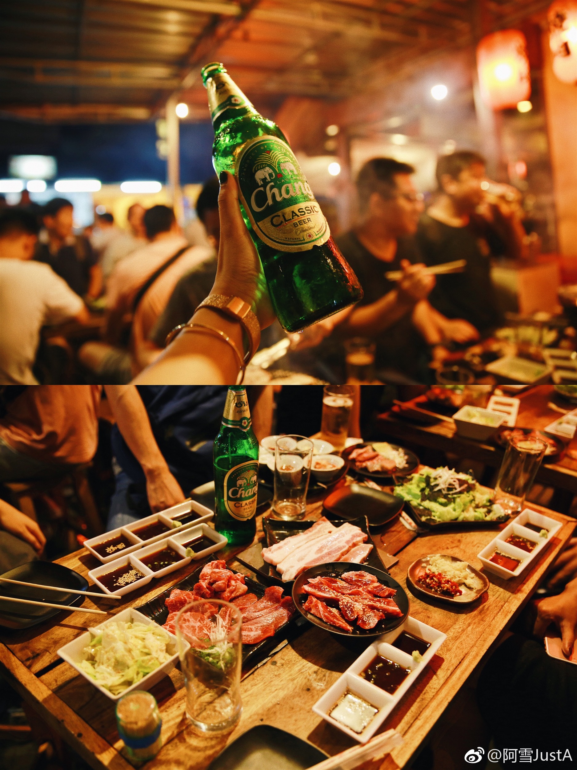 强烈推荐一堆人吃烤肉,超有气氛～ @十六番-泰国