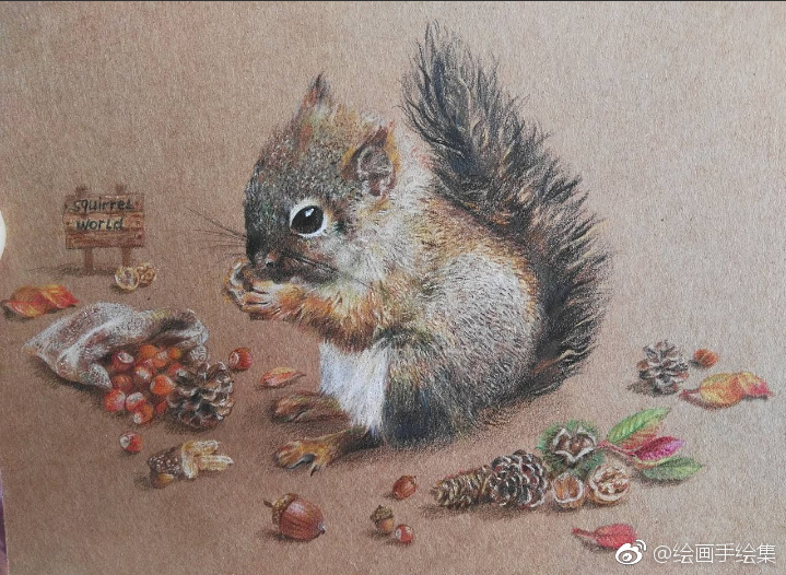 用牛皮纸画彩铅画儿