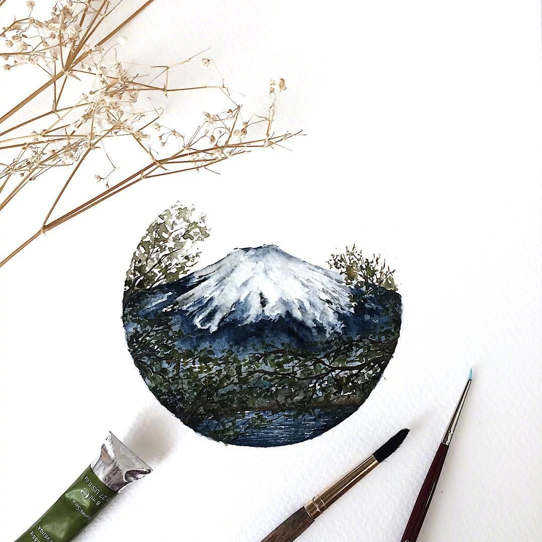 圆形风景水彩插画 ins:rosies.sketchbook