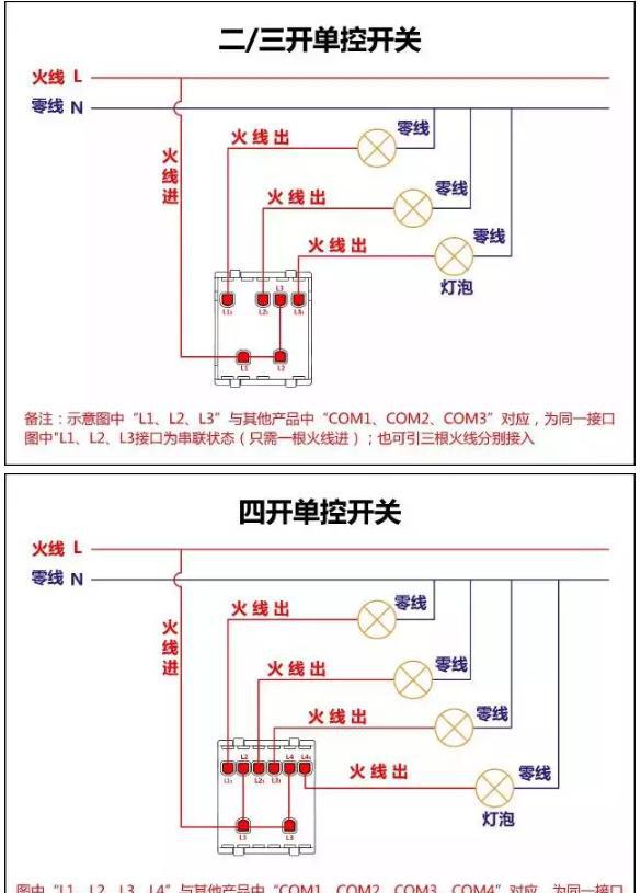 正泰明装三联单控双控开关new7-00500正泰明装墙壁开关_第4页_接线图