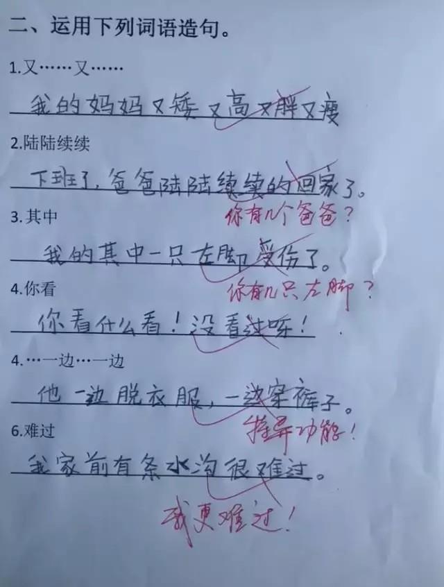 10岁小学生语文奇葩造句火了老师人才啊我教不了你