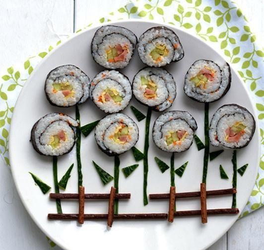 创意摆盘,挑食再见~第二道「美丽的花园」|花园|寿司卷|黄瓜皮_新浪网