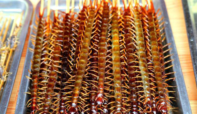 市面上卖的美食油炸蜈蚣吃起来安全么