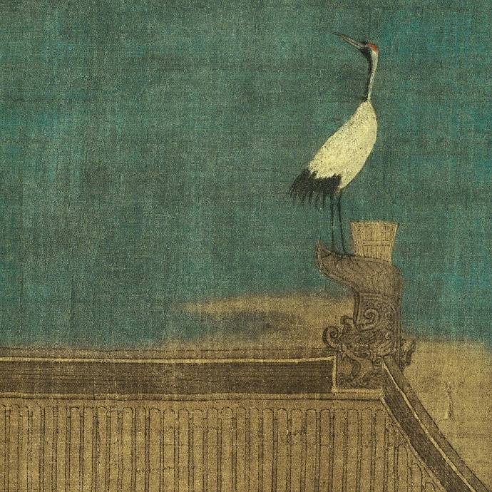 晚安~看一次宋徽宗的《瑞鹤图》(全卷)绢本,辽宁省博物馆藏|辽宁省