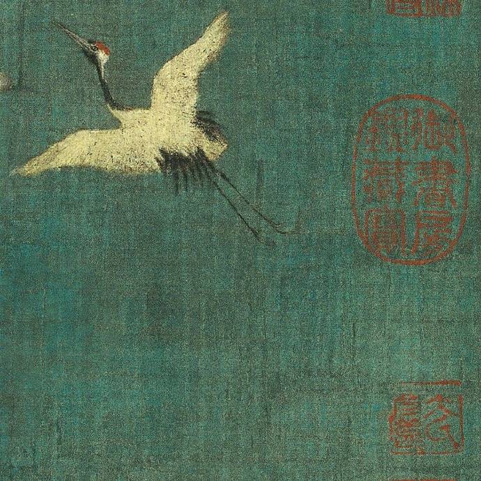 晚安看一次宋徽宗的瑞鹤图全卷绢本辽宁省博物馆藏