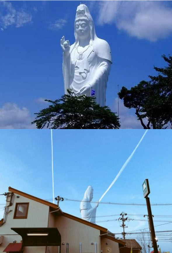 日本城市上空出现观音,吸引无数游客,网友:还散发着神圣光芒?