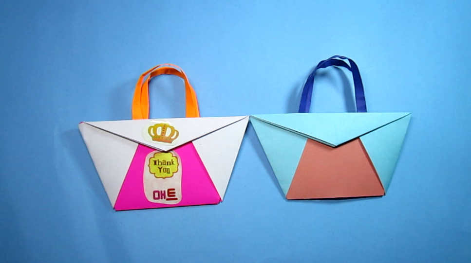 简单的手工折纸手提包看一遍就能学会漂亮的斜挎包包的折法