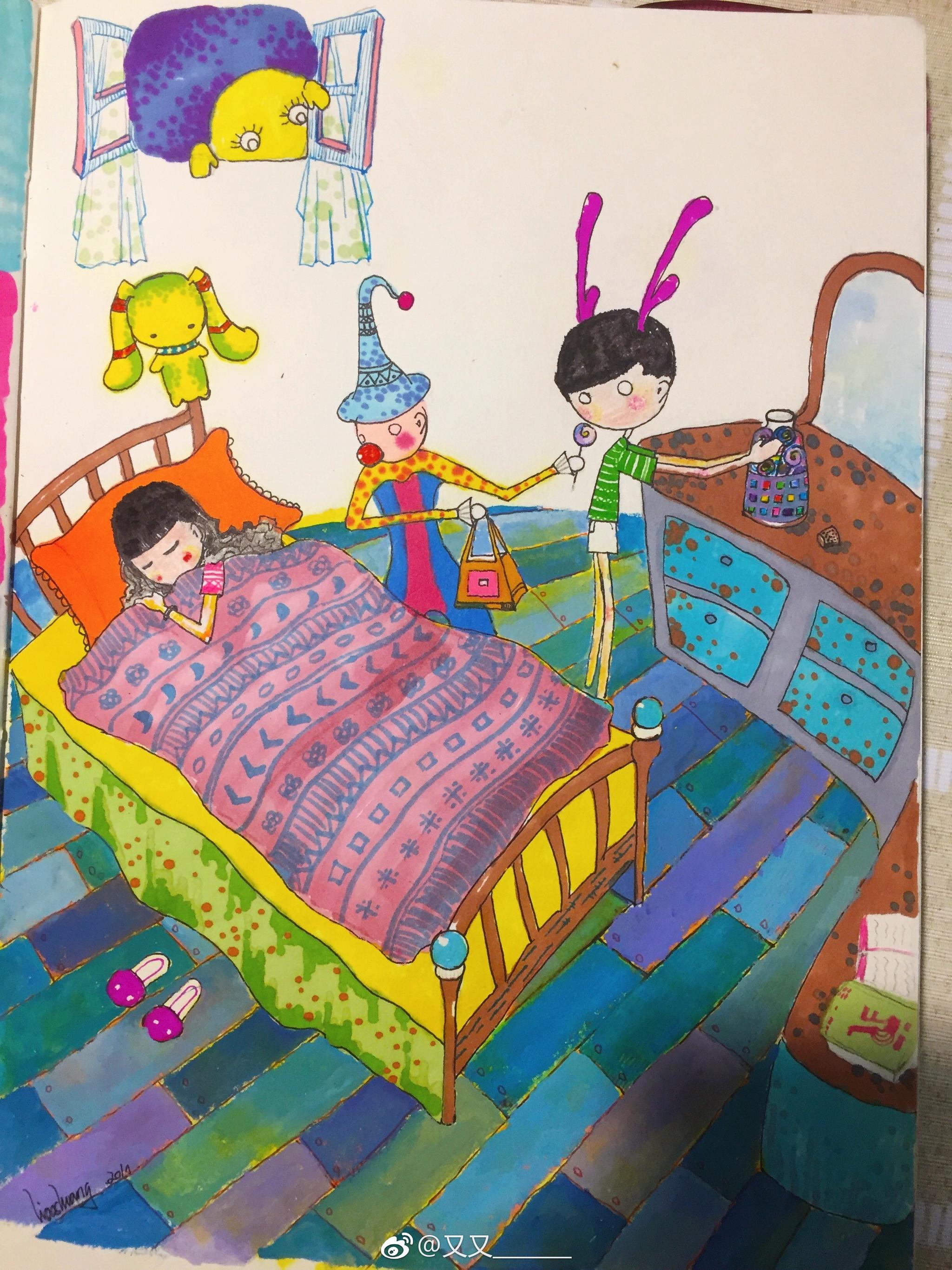 找东西翻出了8年前刚念大学的时候在寝室里画的小插画