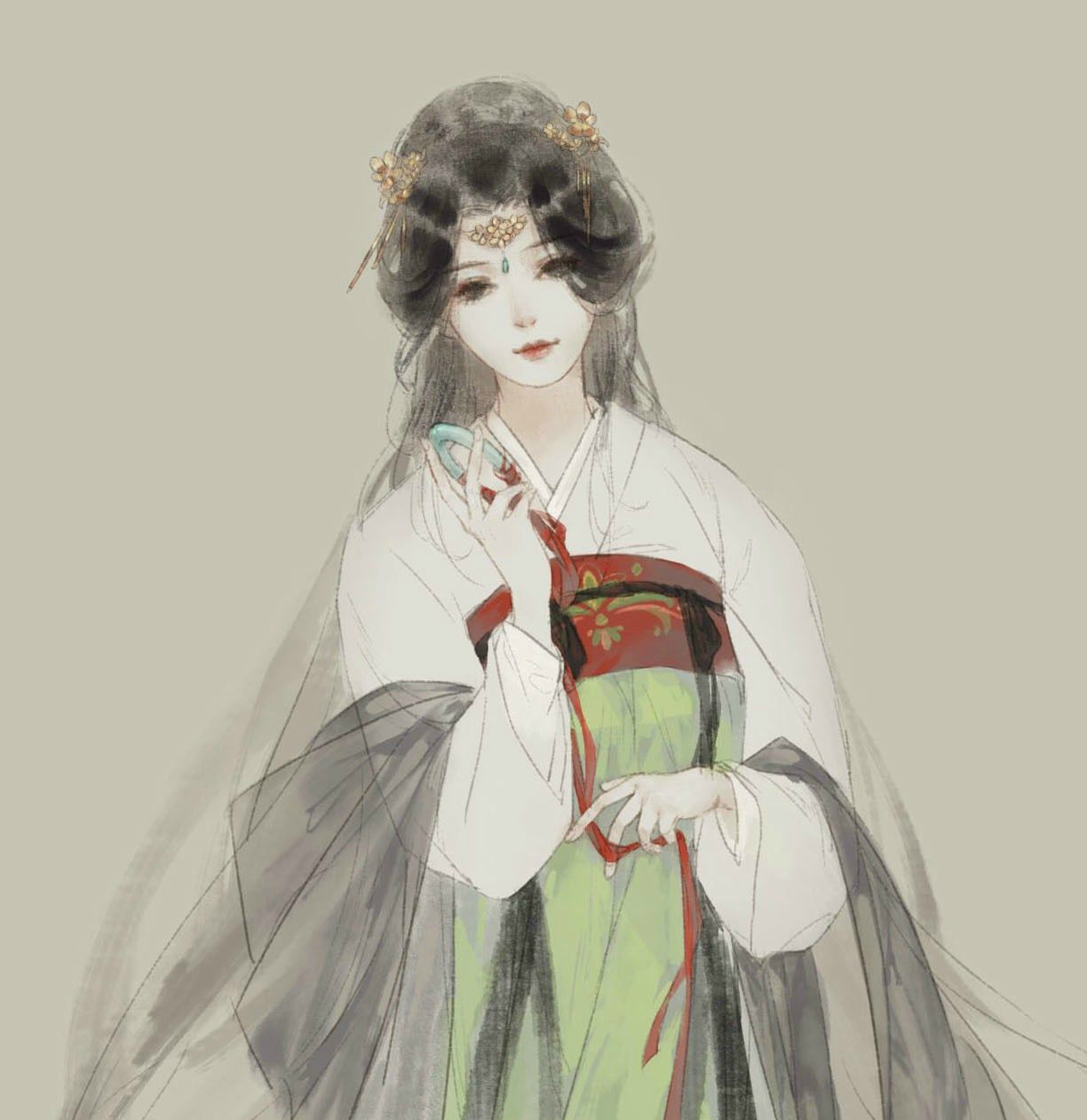 古风二次元动漫女生头像梦一场她城下作画描一幅山水人家