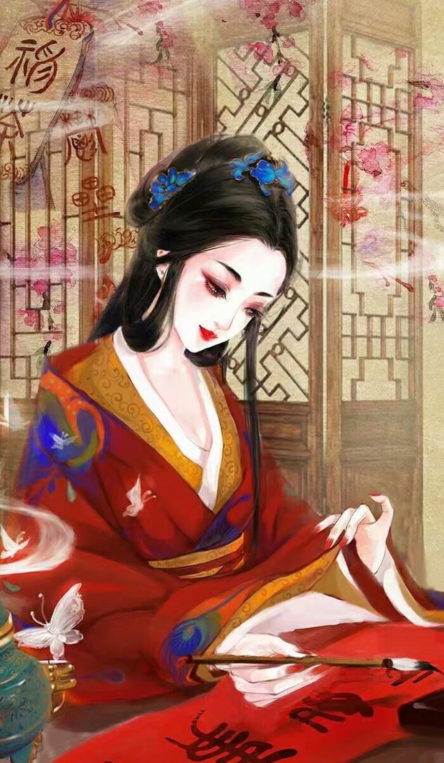 古风手绘美人江山图