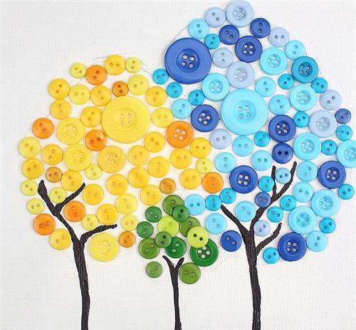 儿童创意纽扣画, 没有做不到, 只有想不到!|纽扣|扣子|形状_新浪新闻
